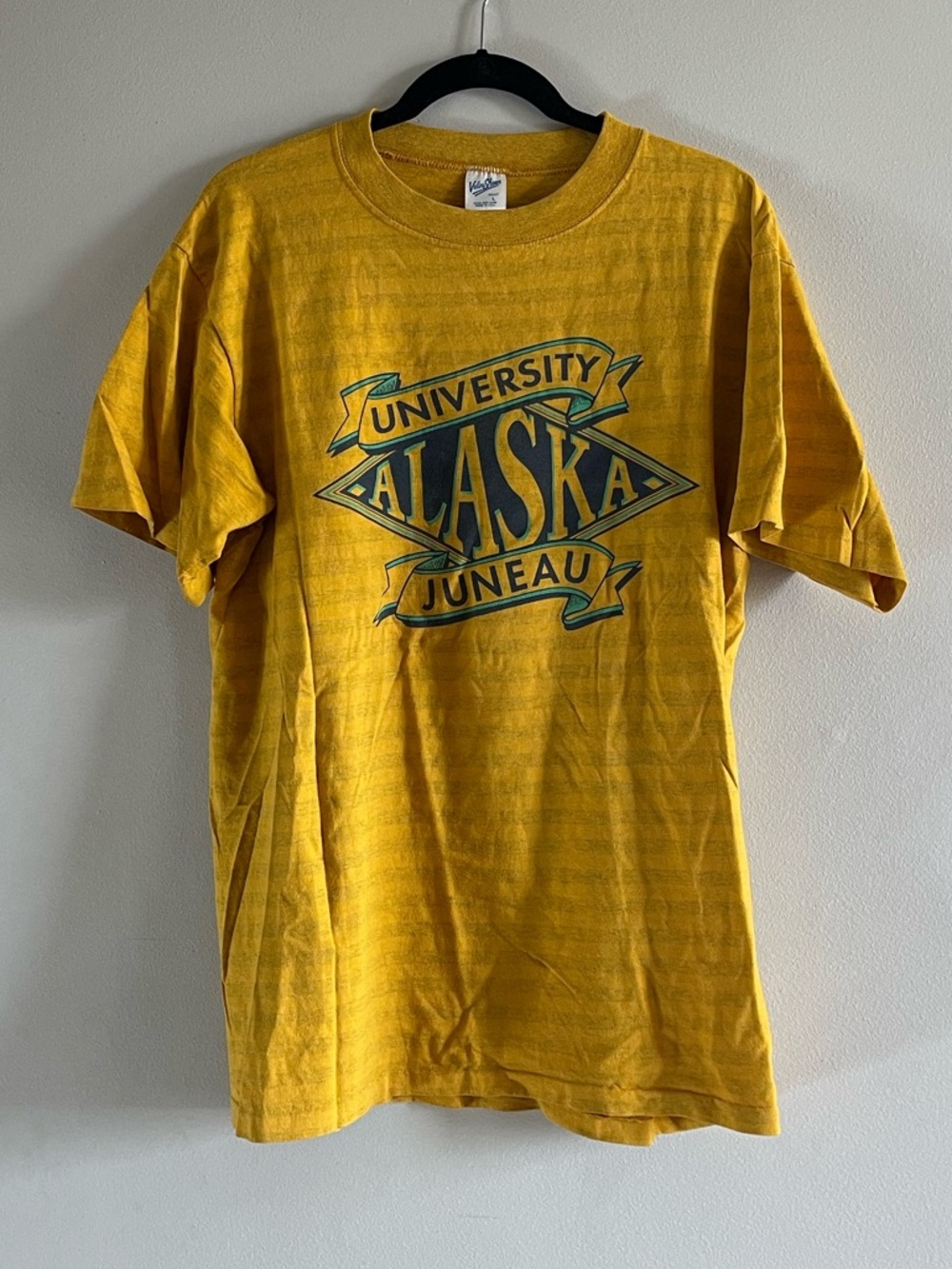 Vintage L Velva Sheen Yellow Striped Graphic Tee